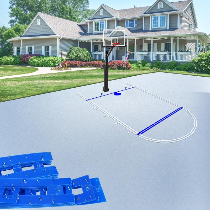 FrameFirm Heavy-Duty Basketball Court Stencil Kit, Basketball Court Marking Kit, Thick Reusable Plastic, Works on Concrete/Driveway/Asphalt, Weatherproof, Easy DIY Setup (Free Throw Line) - Image 1